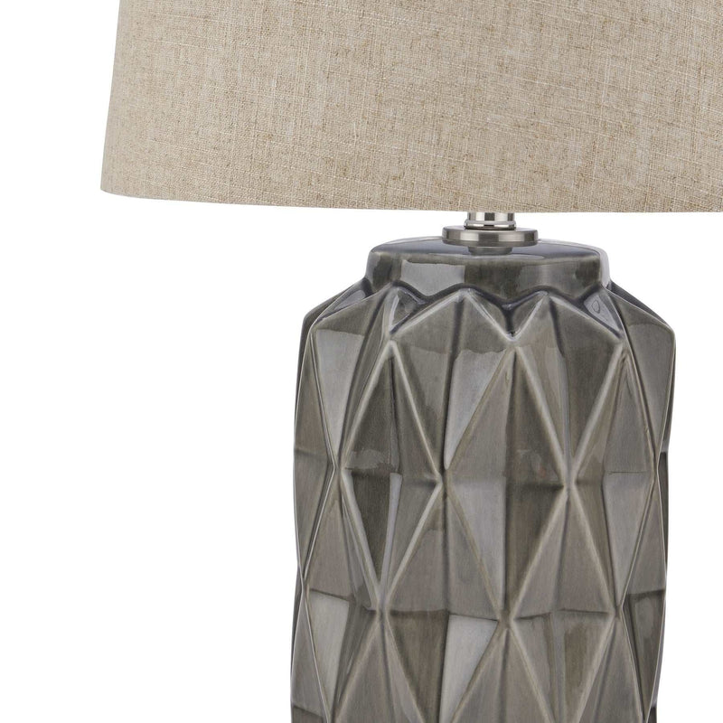 Acantho Grey Ceramic Lamp With Linen Shade-TrendGoat