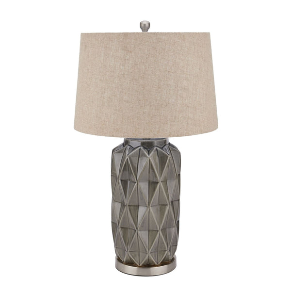 Acantho Grey Ceramic Lamp With Linen Shade-TrendGoat