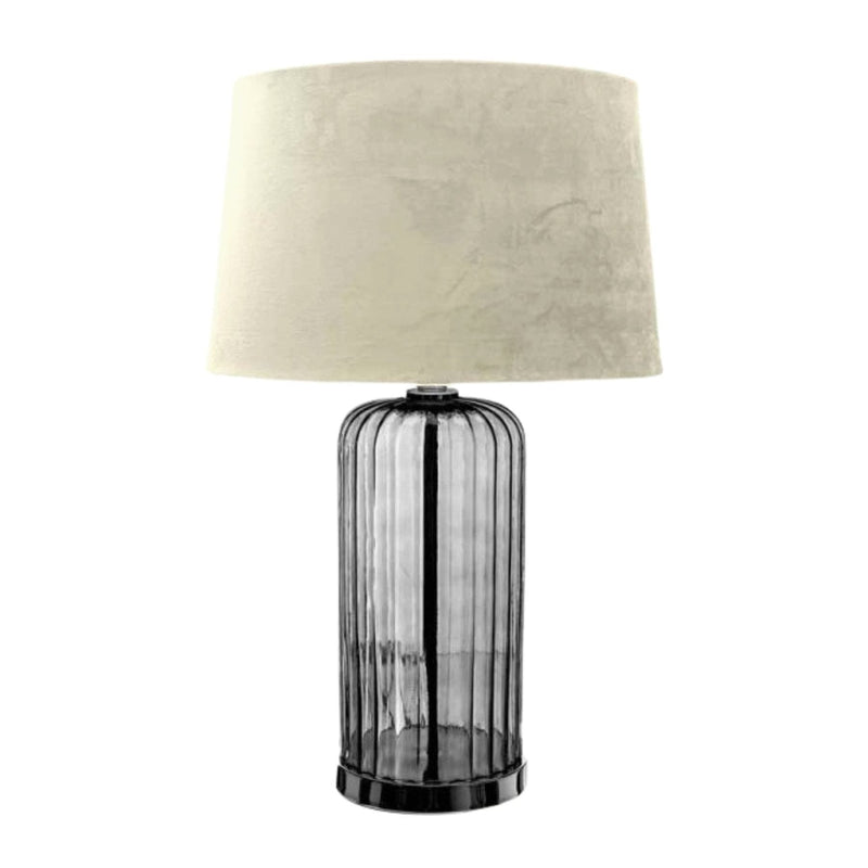 Alberta Metallic Glass Lamp With Velvet Shade-TrendGoat