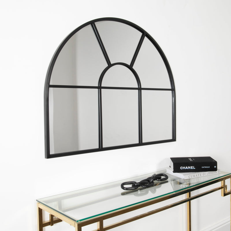 Arched Black Metal Mirror-TrendGoat