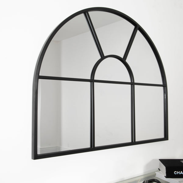 Arched Black Metal Mirror-TrendGoat