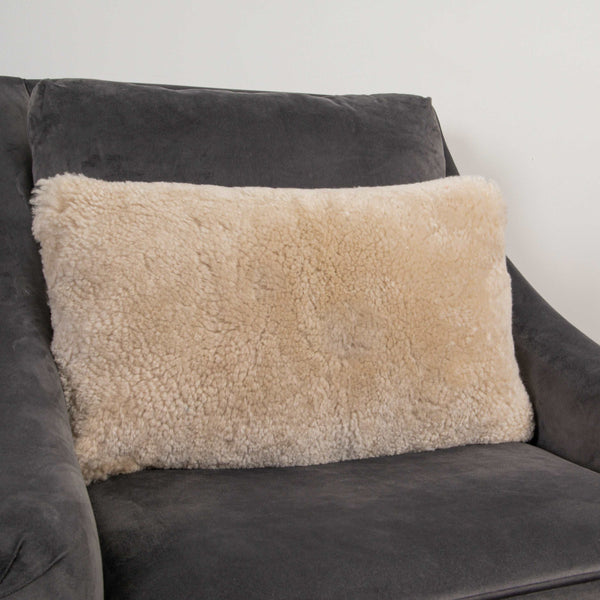 Beige Short Pile Sheepskin Cushion-TrendGoat