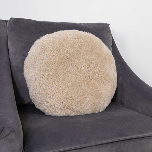 Beige Short Pile Sheepskin Cushion-TrendGoat