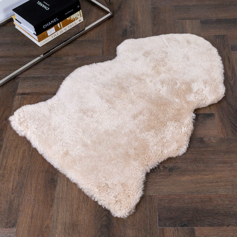 Beige Short Pile Sheepskin Rug-TrendGoat