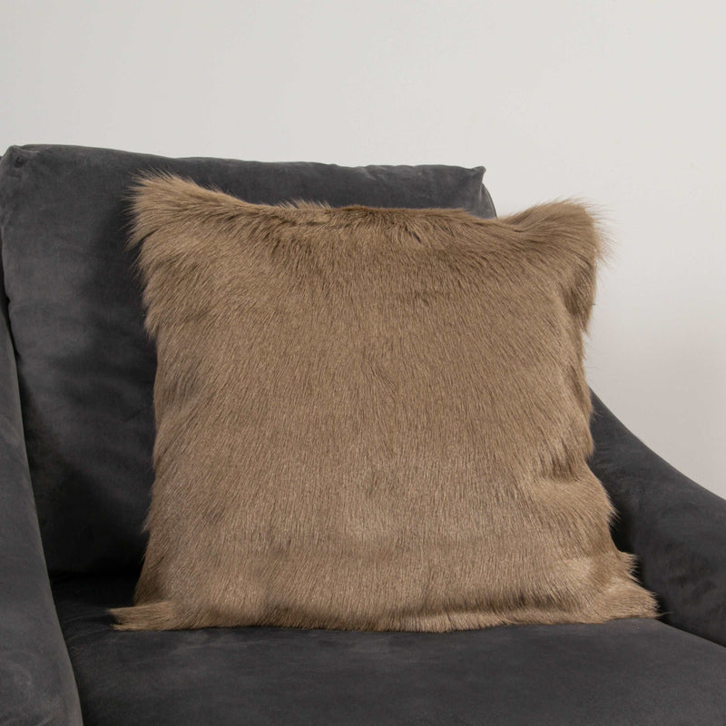 Beige Square Goatskin Cushion-TrendGoat