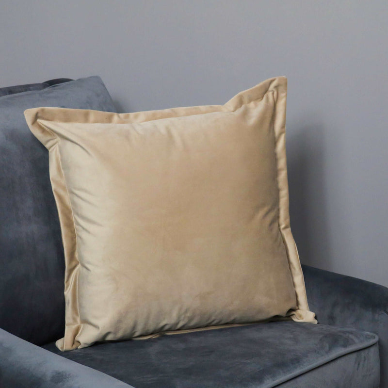 Beige Velvet Cushion Cover-TrendGoat