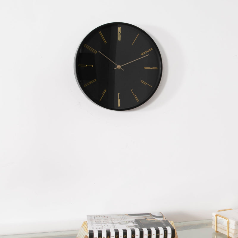 Black 12" Modern Analogue Clock-TrendGoat