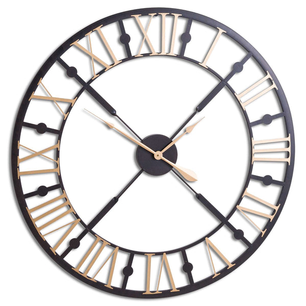 Black And Gold Skeleton Clock-TrendGoat