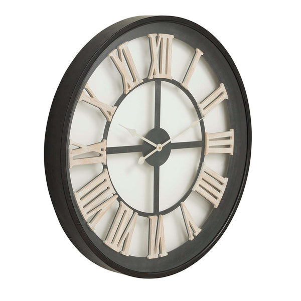 Black Framed Skeleton Clock With White Roman Numerals-TrendGoat