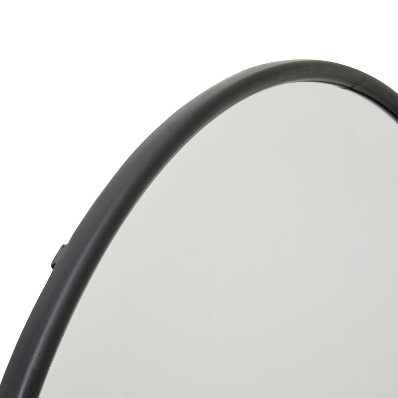 Black Large Circular Metal Wall Mirror-TrendGoat