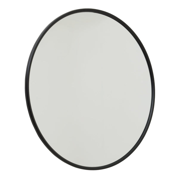 Black Large Circular Metal Wall Mirror-TrendGoat