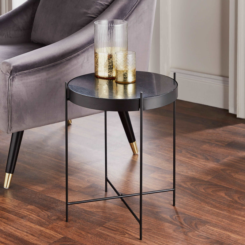 Black Marble Side Table-TrendGoat