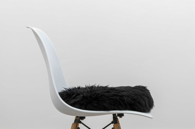 Black Round Sheepskin Chair Pad-TrendGoat