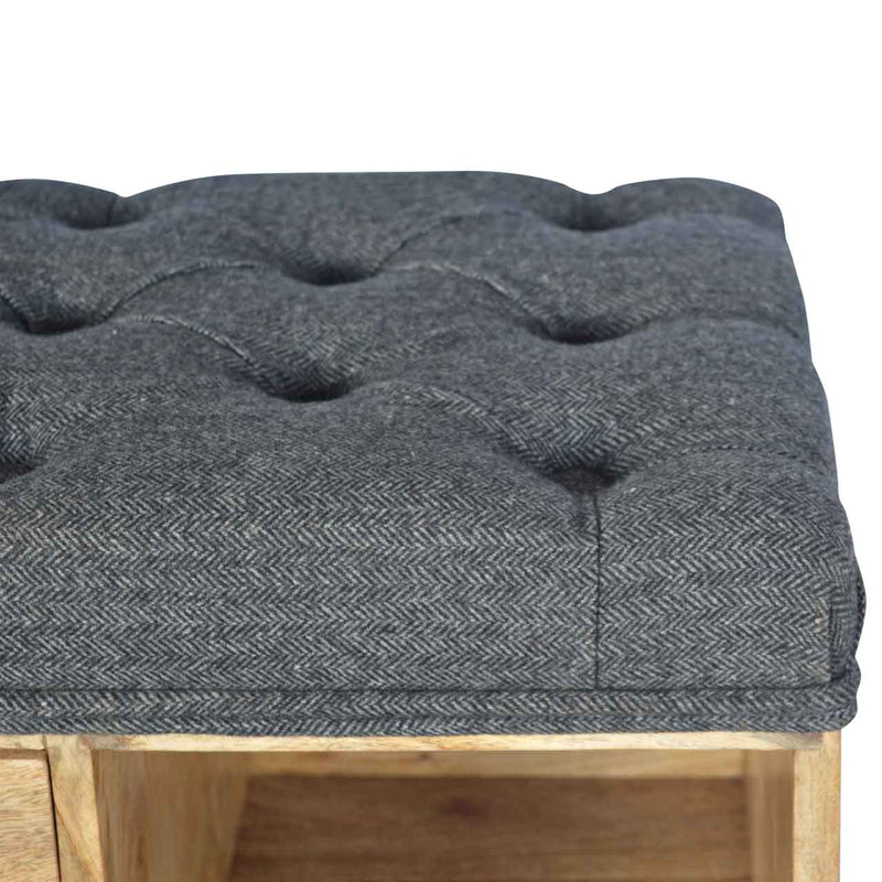 Black Tweed 6 Slot Shoe Storage Bench-TrendGoat