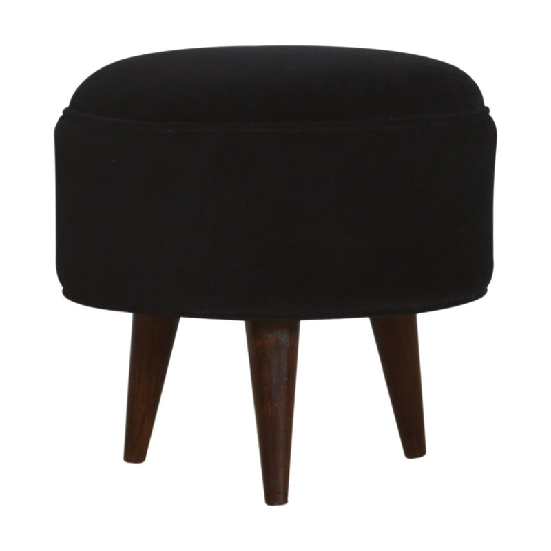 Black Velvet Nordic Style Footstool-TrendGoat