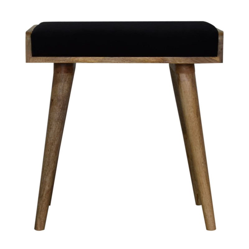 Black Velvet Tray Style Footstool-TrendGoat