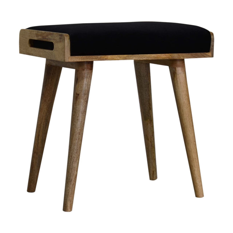 Black Velvet Tray Style Footstool-TrendGoat