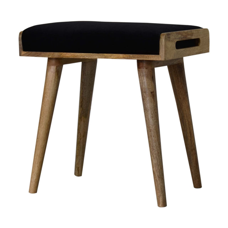 Black Velvet Tray Style Footstool-TrendGoat