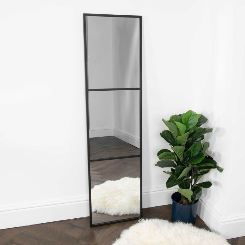 Black Window Style Floor Standing Mirror-TrendGoat