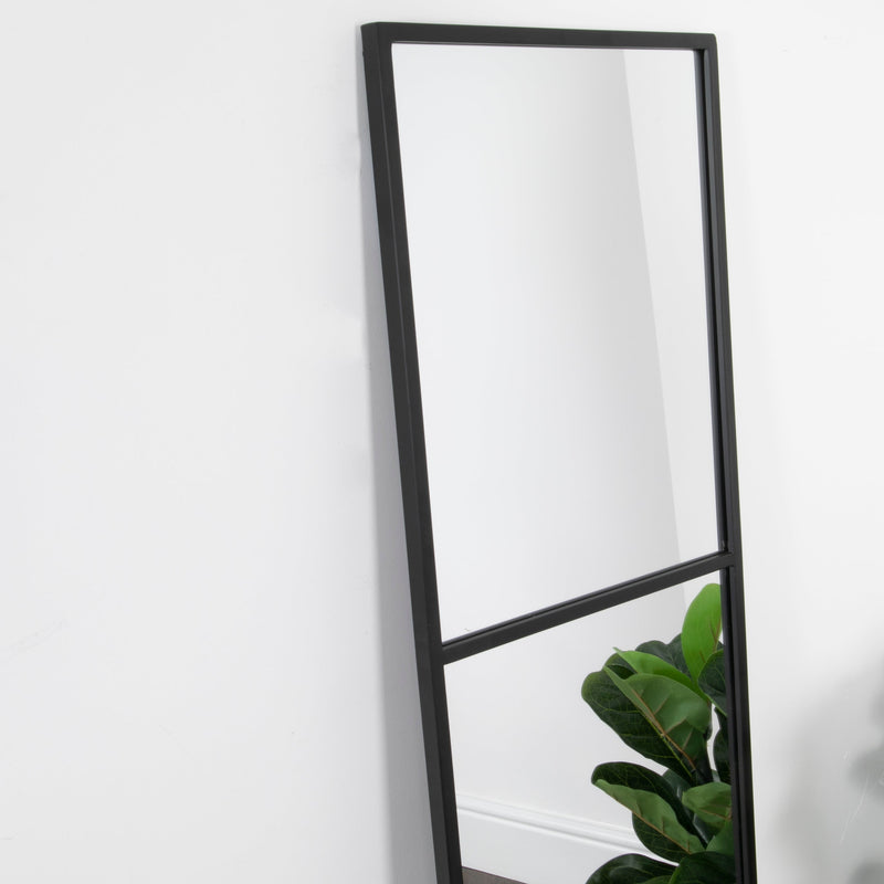 Black Window Style Floor Standing Mirror-TrendGoat