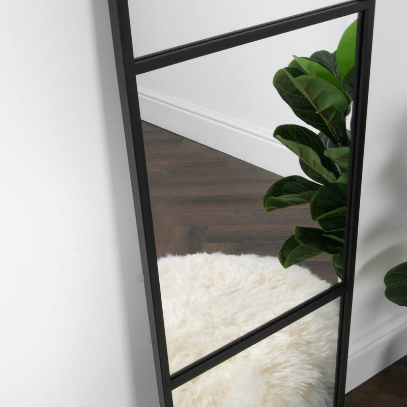 Black Window Style Floor Standing Mirror-TrendGoat