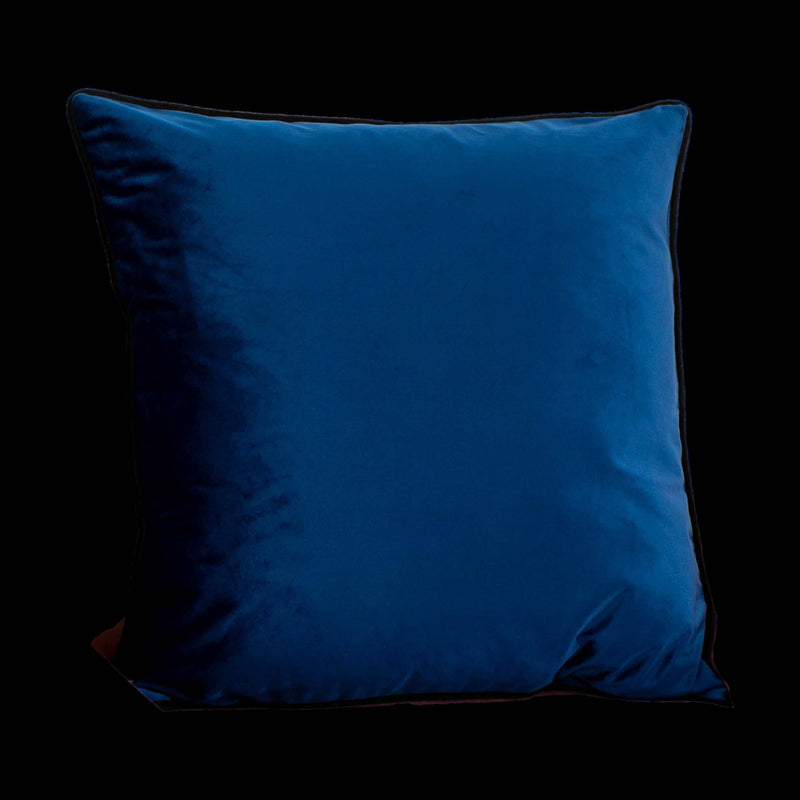 Blue Piped Velvet Cushion Cover-TrendGoat