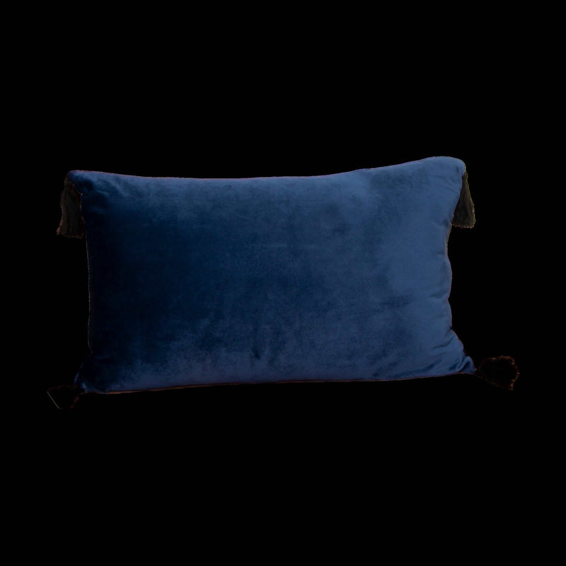 Blue Velvet Tassel Boudoir Cushion Cover-TrendGoat