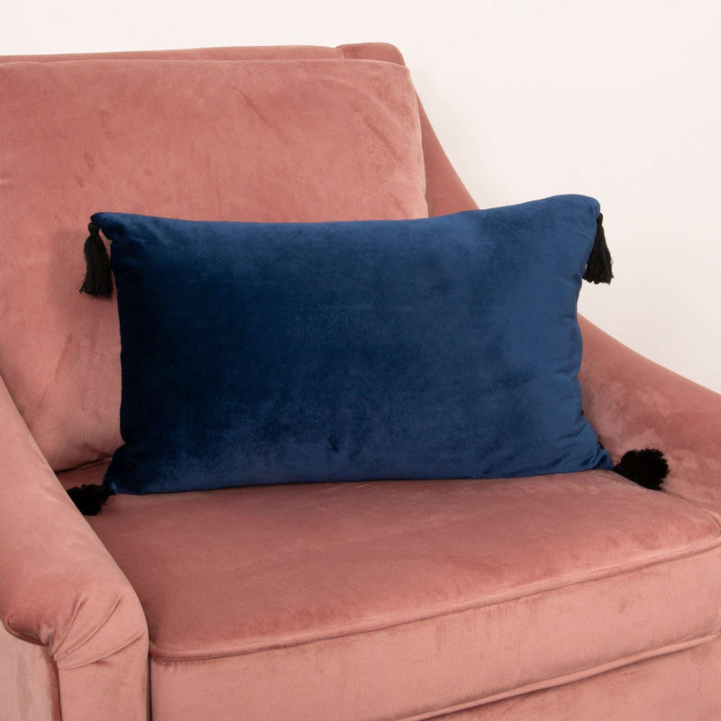 Blue Velvet Tassel Boudoir Cushion Cover-TrendGoat