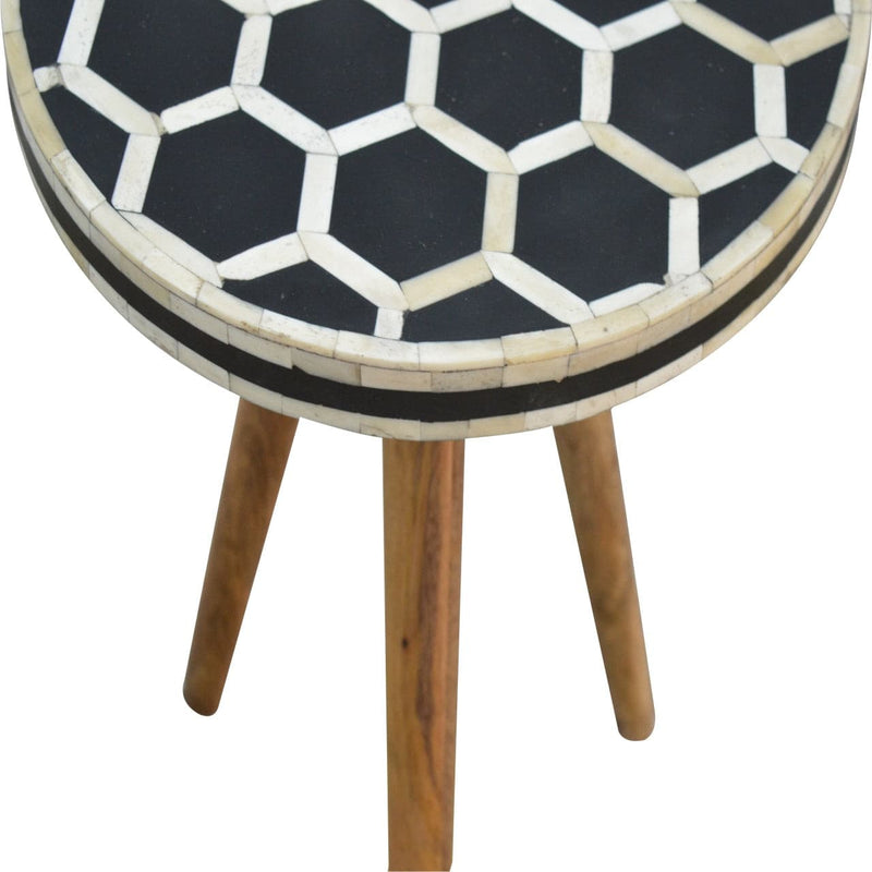 Bone Inlay Tripod Stool-TrendGoat