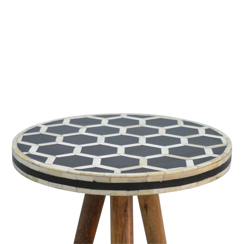 Bone Inlay Tripod Stool-TrendGoat