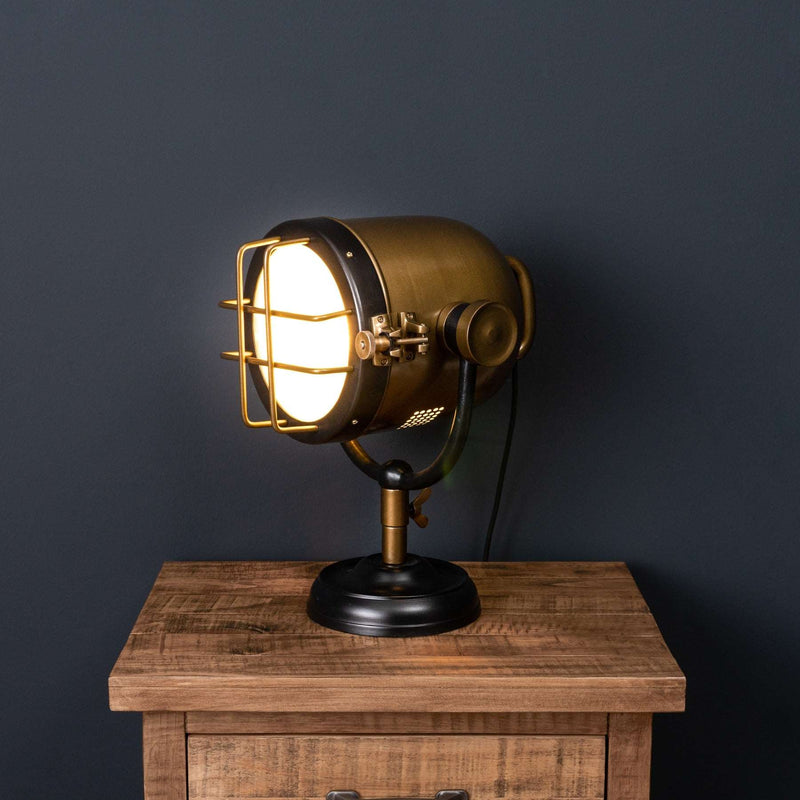 Brass And Black Industrial Spotlight Table Lamp-TrendGoat