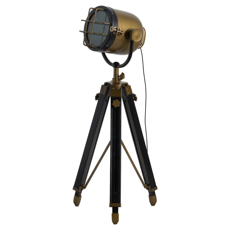 Brass And Black Industrial Spotlight Tripod Lamp-TrendGoat