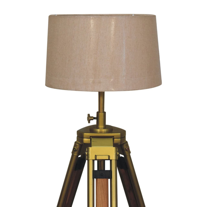 Brass Plated and Wooden Floor Lamp-TrendGoat