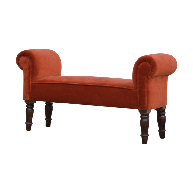 Brick Red Velvet Bench-TrendGoat