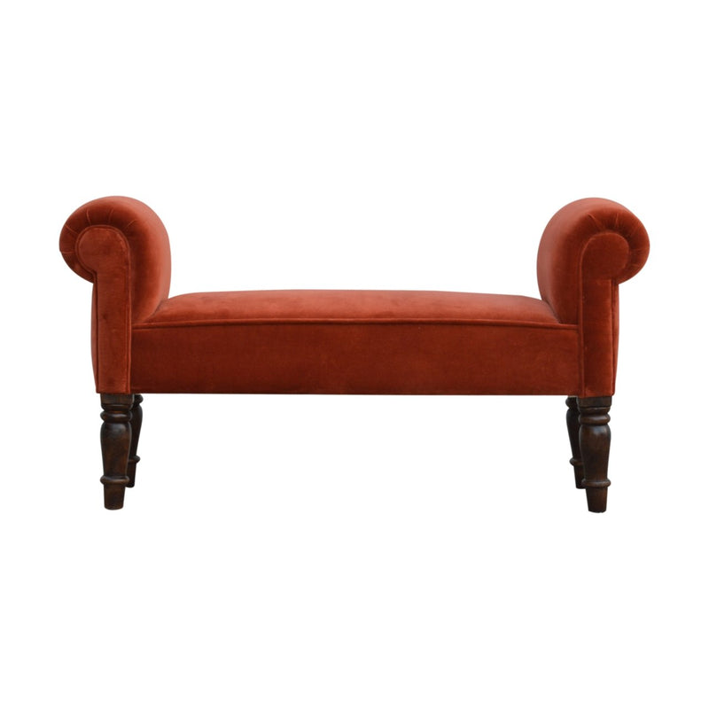 Brick Red Velvet Bench-TrendGoat