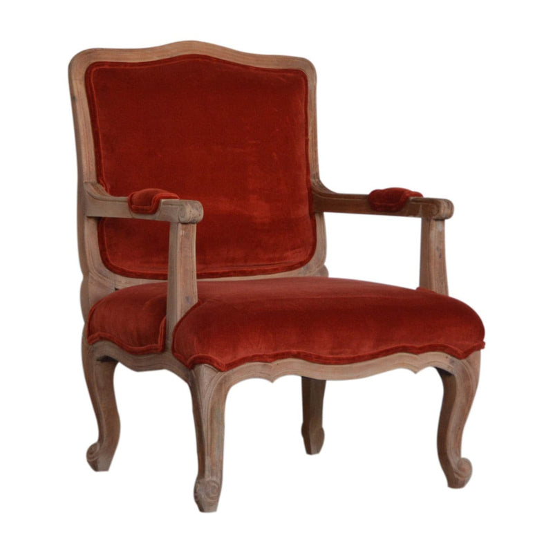 Brick Red Velvet French Style Chair-TrendGoat