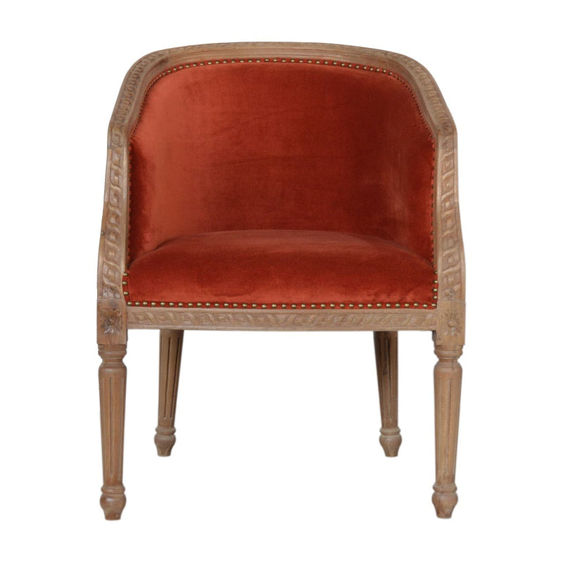 Brick Red Velvet Occasional Chair-TrendGoat