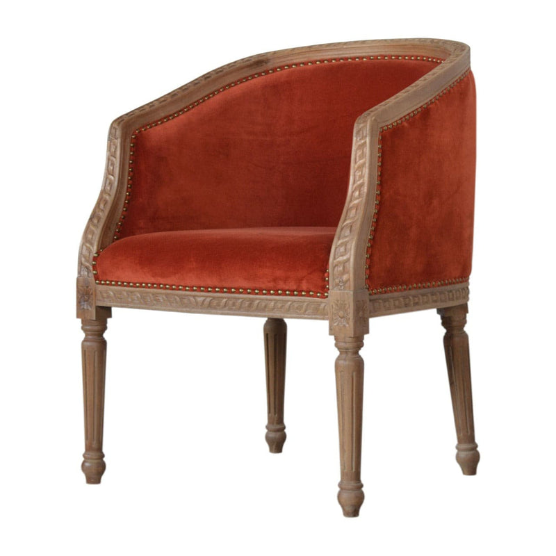 Brick Red Velvet Occasional Chair-TrendGoat