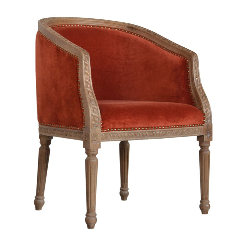 Brick Red Velvet Occasional Chair-TrendGoat