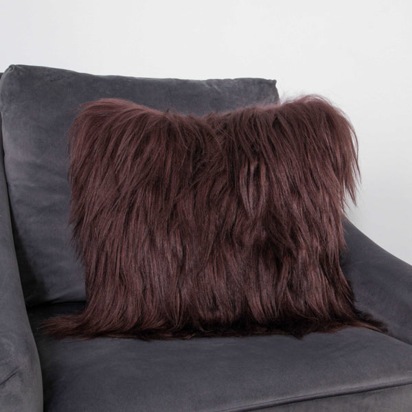 Brown Long Hair Goat Cushion Cushion-TrendGoat