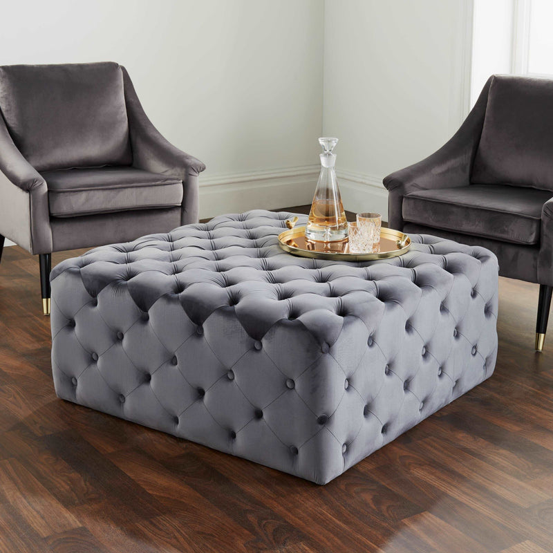 Button Grey Cocktail Ottoman-TrendGoat