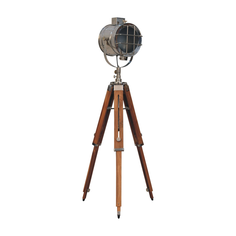 Caged Chrome Tripod Fold Spotlight Floor Lamp-TrendGoat