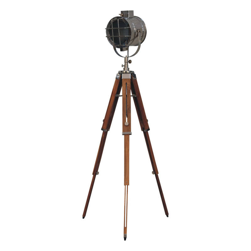 Caged Chrome Tripod Fold Spotlight Floor Lamp-TrendGoat