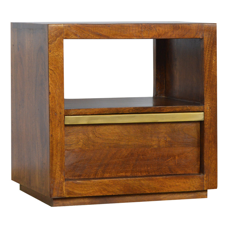 Chestnut Bedside with Gold Bar-TrendGoat