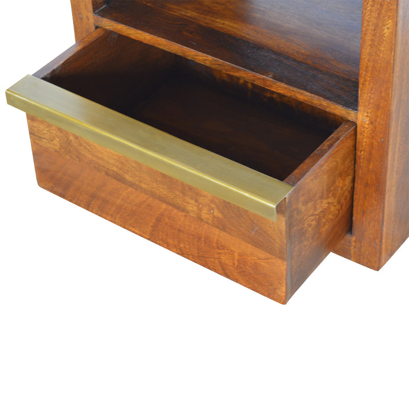 Chestnut Bedside with Gold Bar-TrendGoat