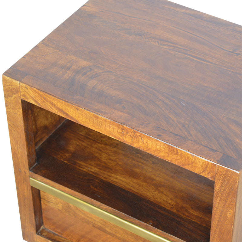 Chestnut Bedside with Gold Bar-TrendGoat