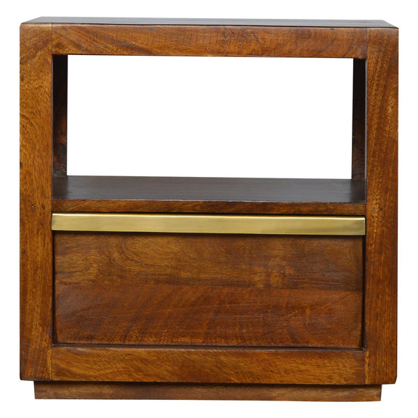 Chestnut Bedside with Gold Bar-TrendGoat