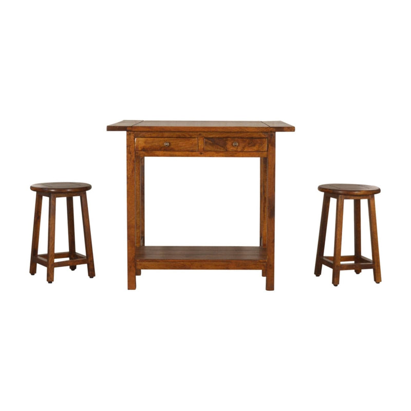 Chestnut Breakfast Table With 2 Stools-TrendGoat