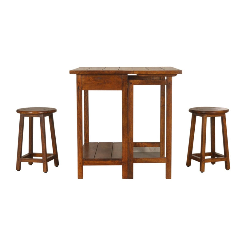 Chestnut Breakfast Table With 2 Stools-TrendGoat