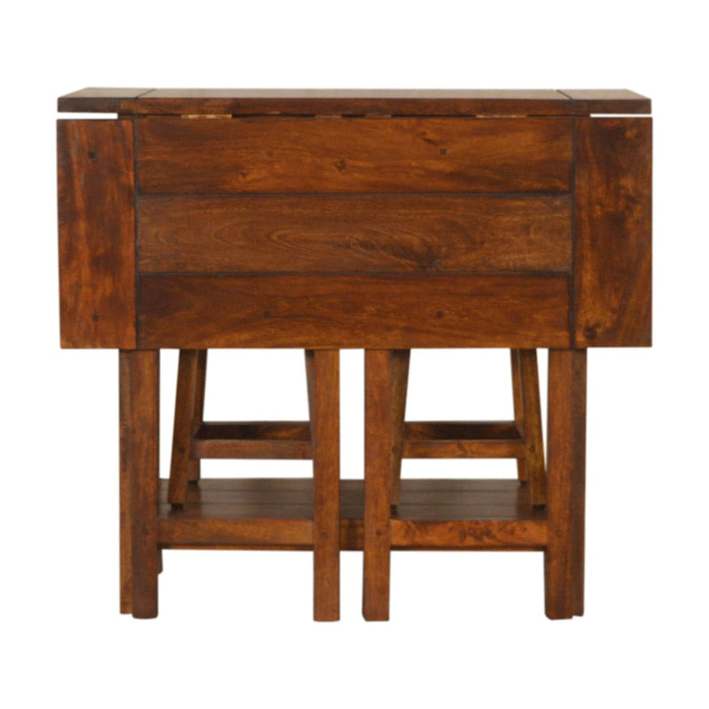 Chestnut Breakfast Table With 2 Stools-TrendGoat